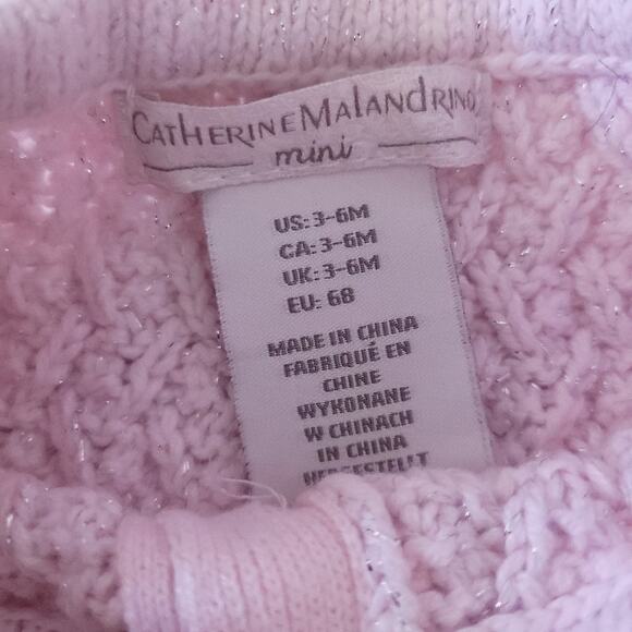 NEW Catherine Maladrino Mini Baby Sweater Dress 3-6 Months Light Pink, Floral - Picture 6 of 6
